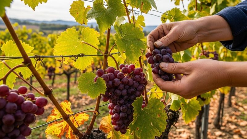 ワイン　ブドウ　摘み取り