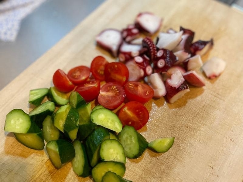 トマタコきゅうりの塩昆布和え