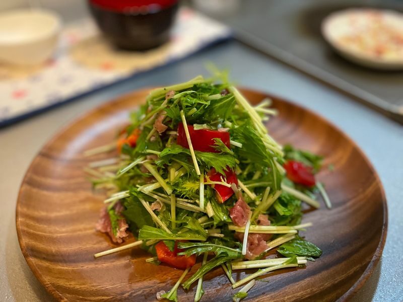 水菜と生ハムのイタリア風サラダ