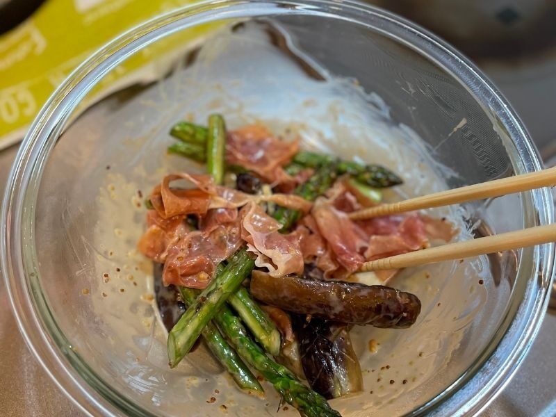 アスパラガスと茄子の 生ハムハニーマスタード