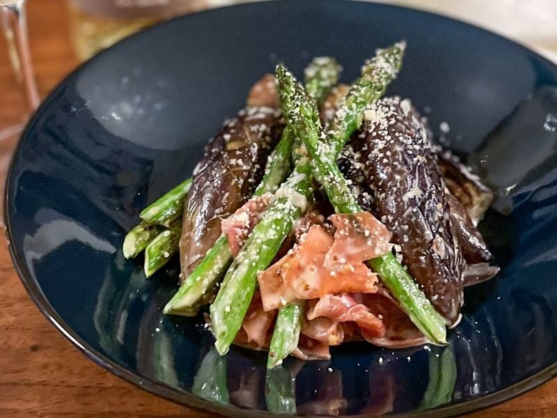 アスパラガスと茄子の 生ハムハニーマスタード