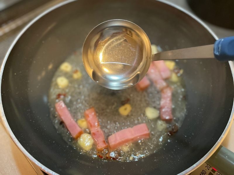 枝豆とベーコンのぺぺ玉ペンネ