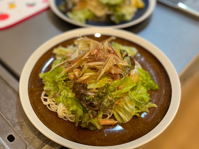 ツナとみょうがのサラダ麺