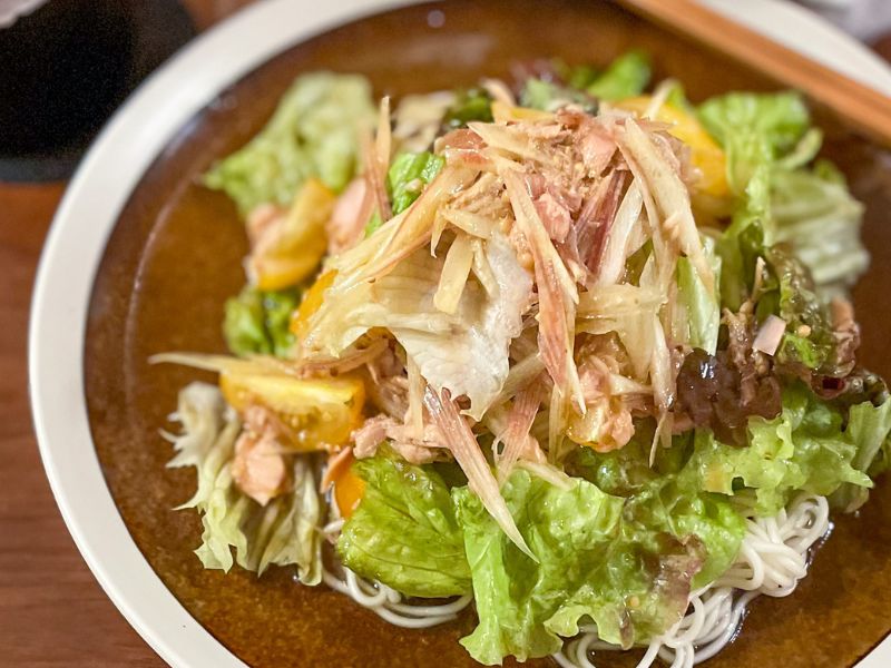 ツナとみょうがのサラダ麺