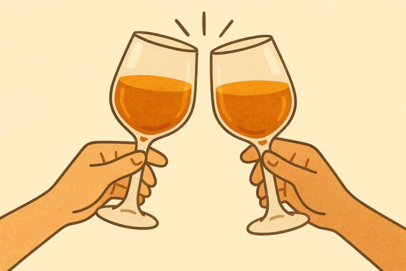 オレンジワイン イラスト 乾杯