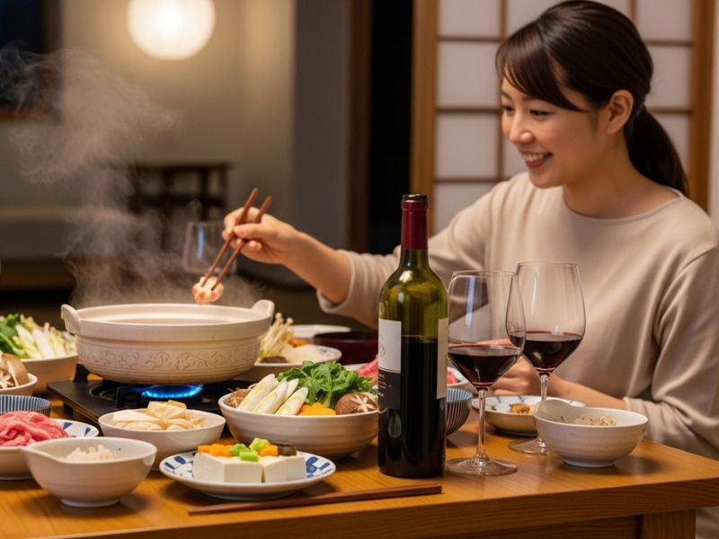 ワイン　鍋　食事