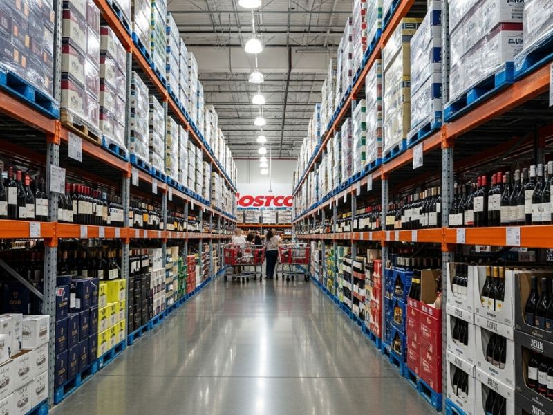 コストコでワインが並んでいるイメージ