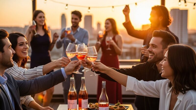 ロゼワイン　乾杯