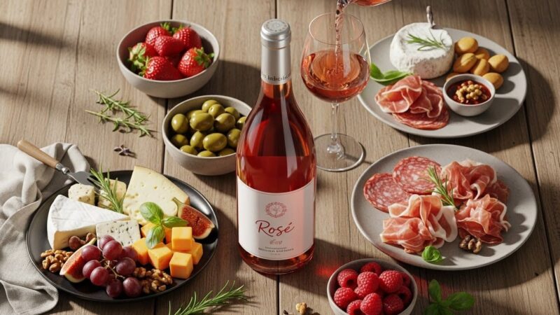 ロゼワイン　料理　食卓