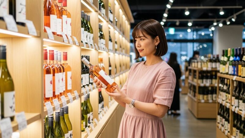 ロゼワイン　スーパー　選んでいる