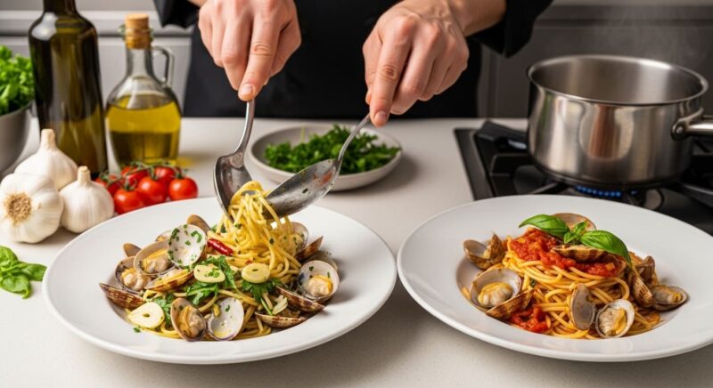 ボンゴレビアンコ　ボンゴレロッソ　ワイン