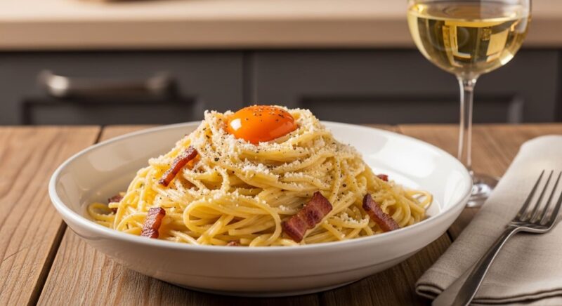 カルボナーラ　白ワイン