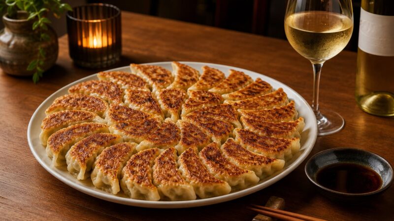 白ワイン　焼き餃子　イメージ